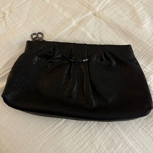 Stella & Dot Lambskin Black Clutch